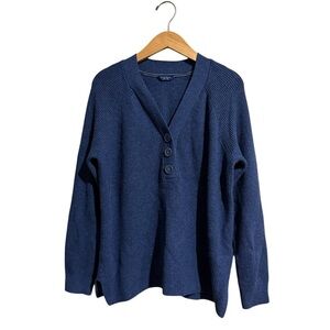 Denver Hayes Women’s Size  xxl Navy Blue Sweater With Three Buttons In Front